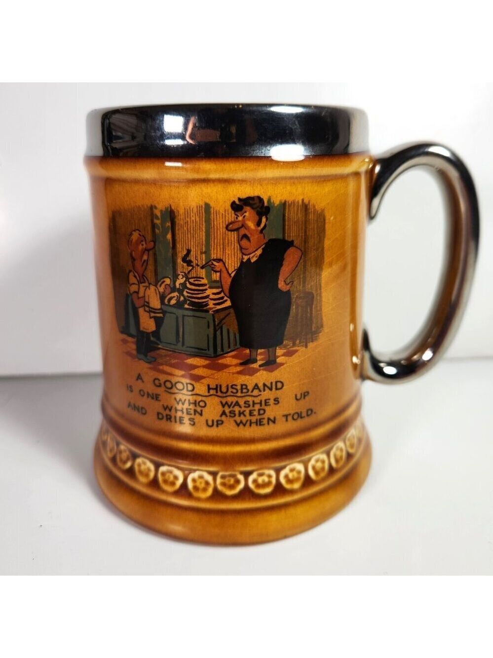 Lord Nelson Ware Stein Mug Cup A Good Husband Elijah Cotton Stafford England 70s